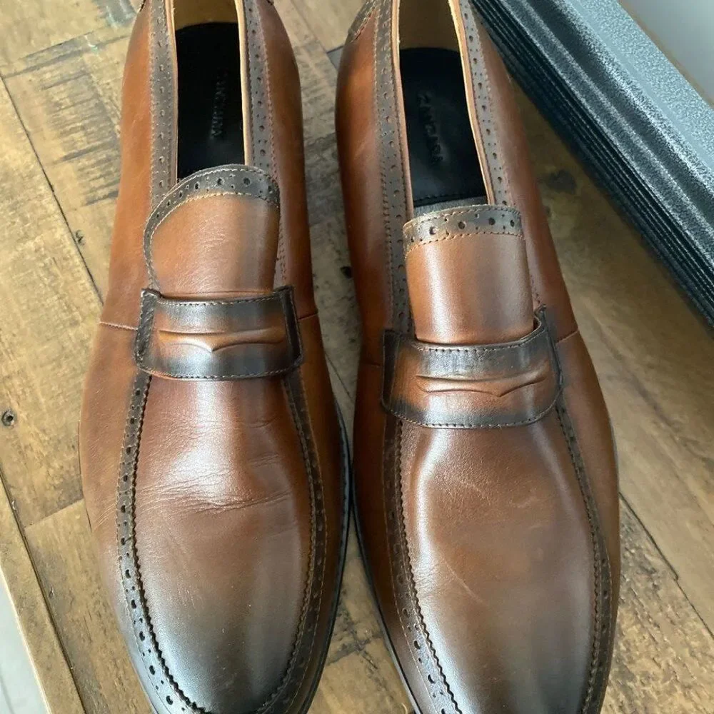 Zanzara New No Box Men's Brown Toe Penny Loafer Slip On Dress Shoes Sz 13 HSS400